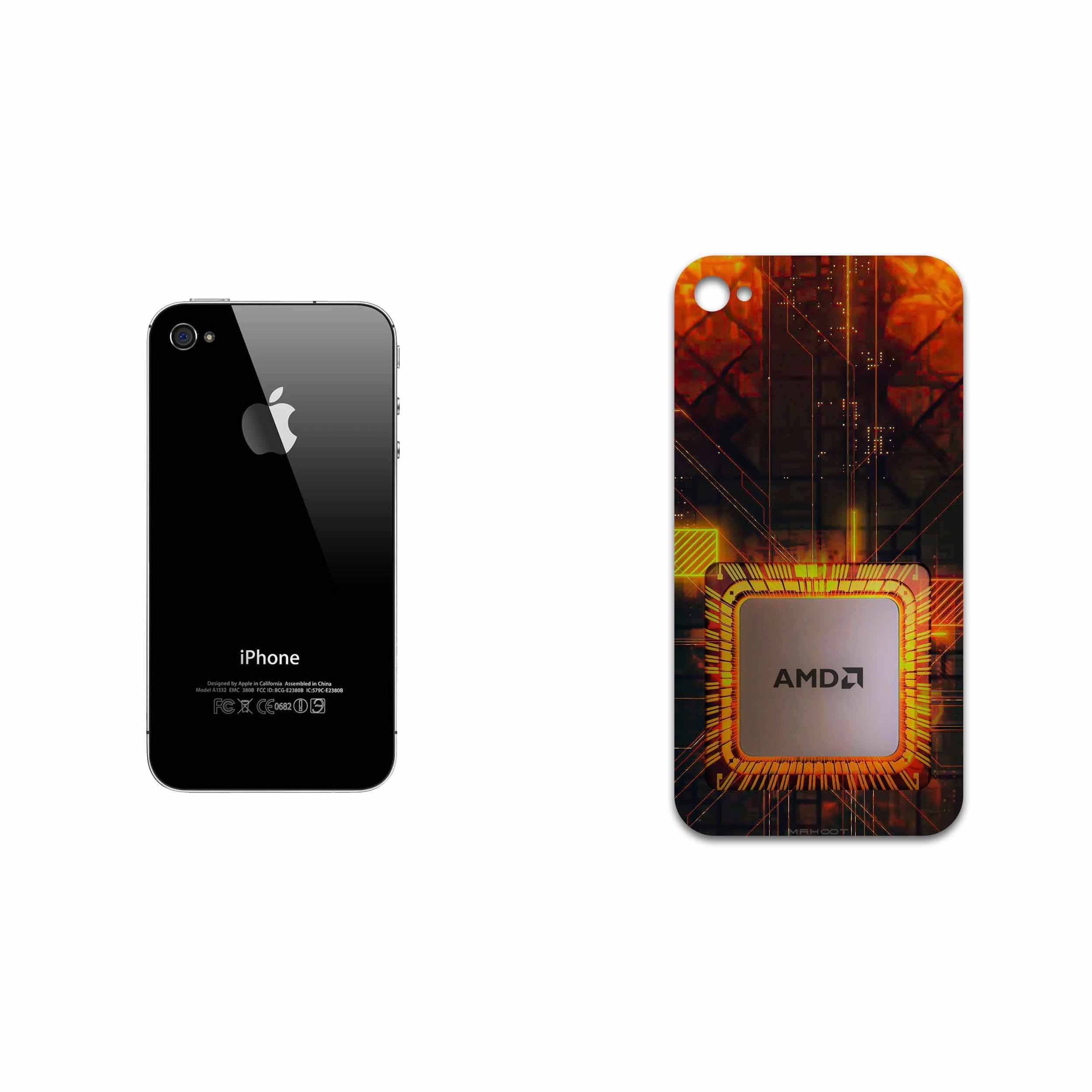 برچسب پوششی ماهوت مدل AMD Brand مناسب برای گوشی موبایل اپل iPhone 4s