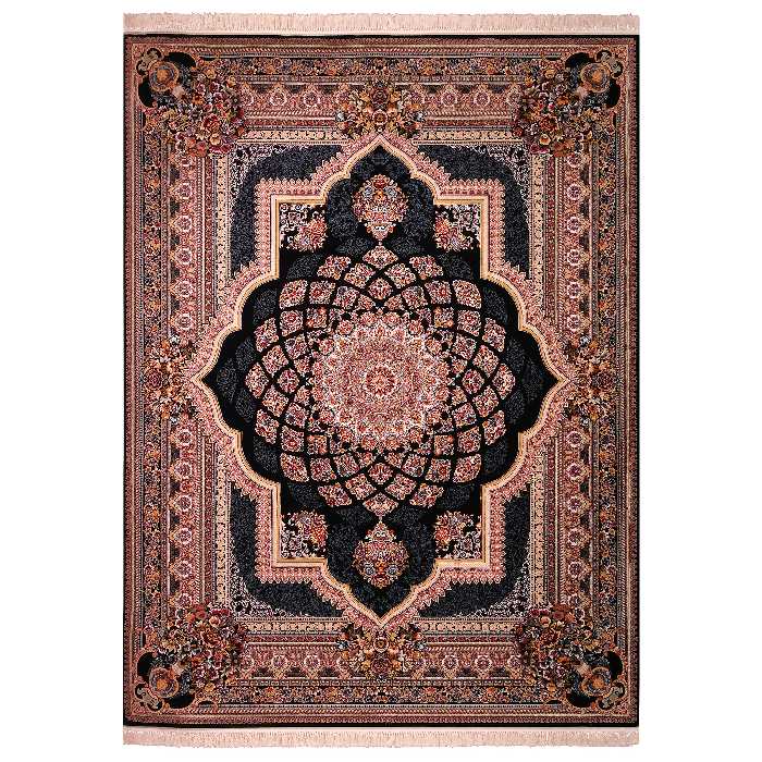 فرش ماشینی زمرد مشهد مدل دیبا زمینه سورمه ای