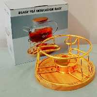 وارمر  قوری فلزی طلایی با جای شعله جهت گرم نگه داشتن 