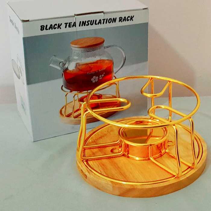 وارمر  قوری فلزی طلایی با جای شعله جهت گرم نگه داشتن 