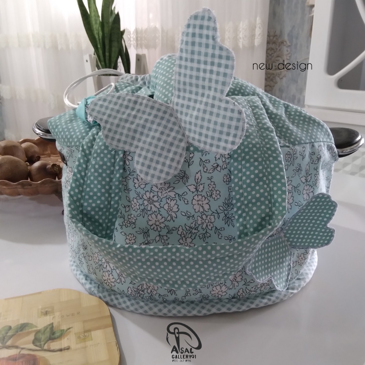 کاور قابلمه استوانه ای با تکه دوزی پروانه