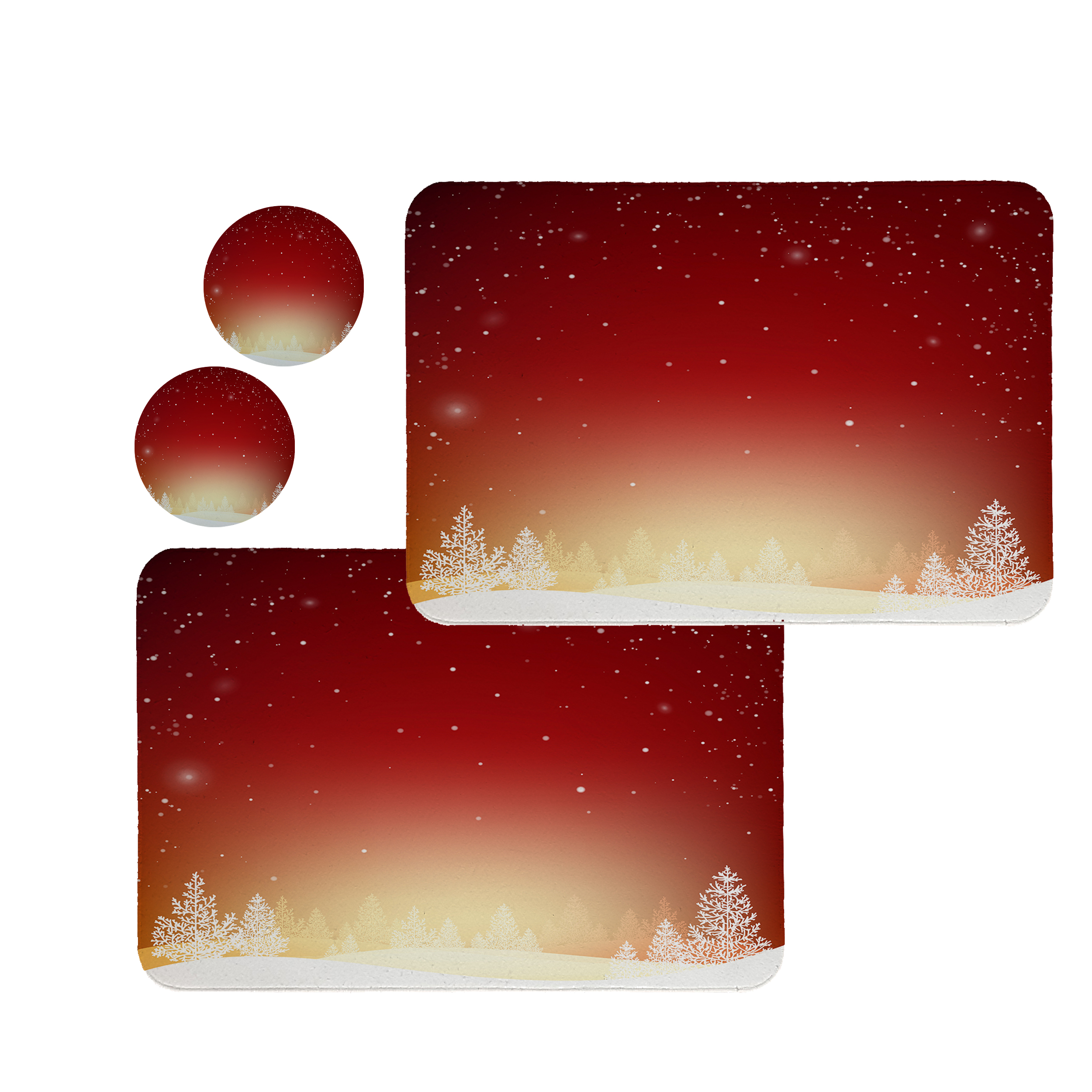 زیربشقابی طرح برف کد 8387 بسته 2 عددی به همراه زیر لیوانی