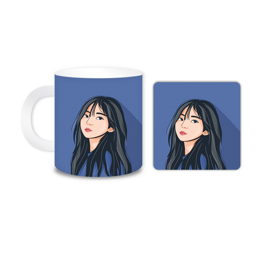 ماگ مدل دختر کد 2006 به همراه زیر لیوانی