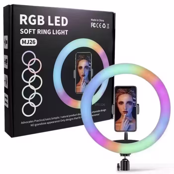 رینگ لایت مدل MJ26-RGB بهمراه سه پایه