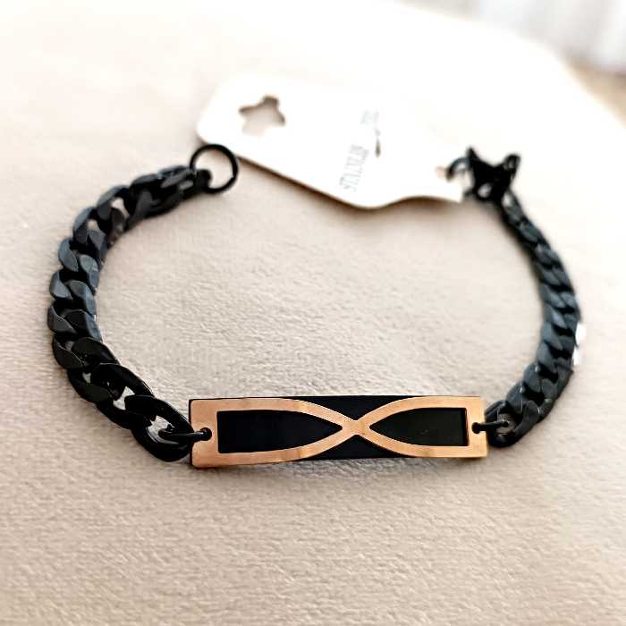 دستبند استیل اسپرت . رنگ مشکی . رنگ ثابت 