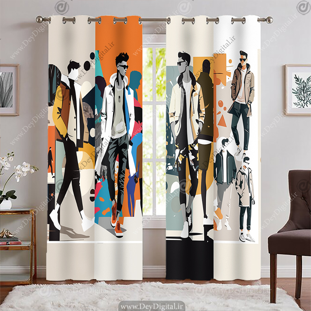 پرده بوتیک آقایان طرح شیک با رنگهای روشن WA-1871-s