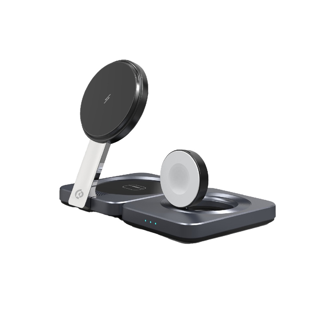 شارژر و استند پاورلوژی Powerology Qi2-15W Magsafe iPH15 Multi-Device Charging Stand – Black
