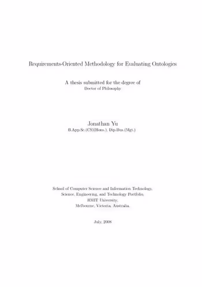 خرید و دانلود نسخه کامل کتاب Requirements-Oriented Methodology for Evaluating Ontologies