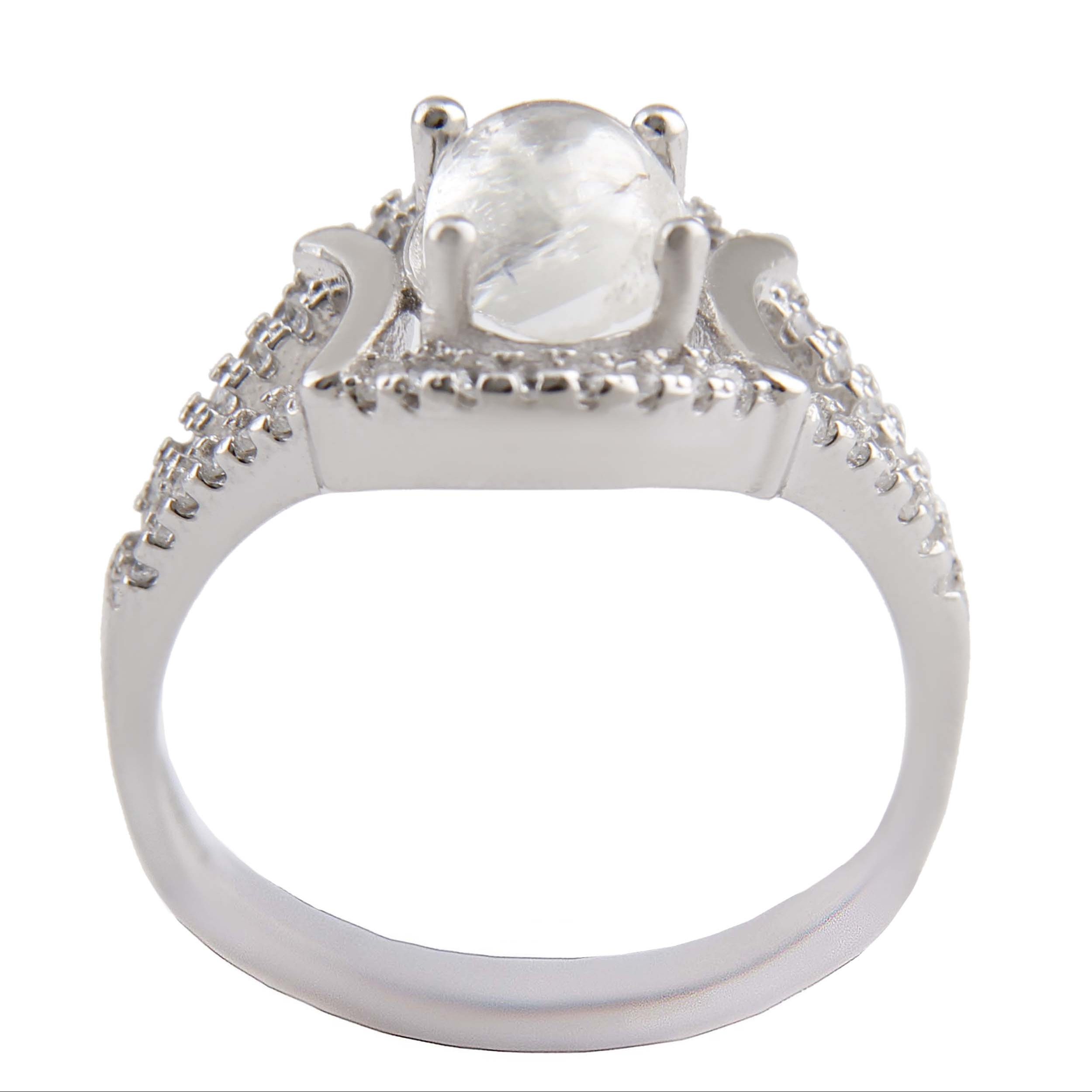 انگشتر نقره زنانه بازرگانی میلادی مدل سنگ در نجف نگین برلیان کد AWR1435