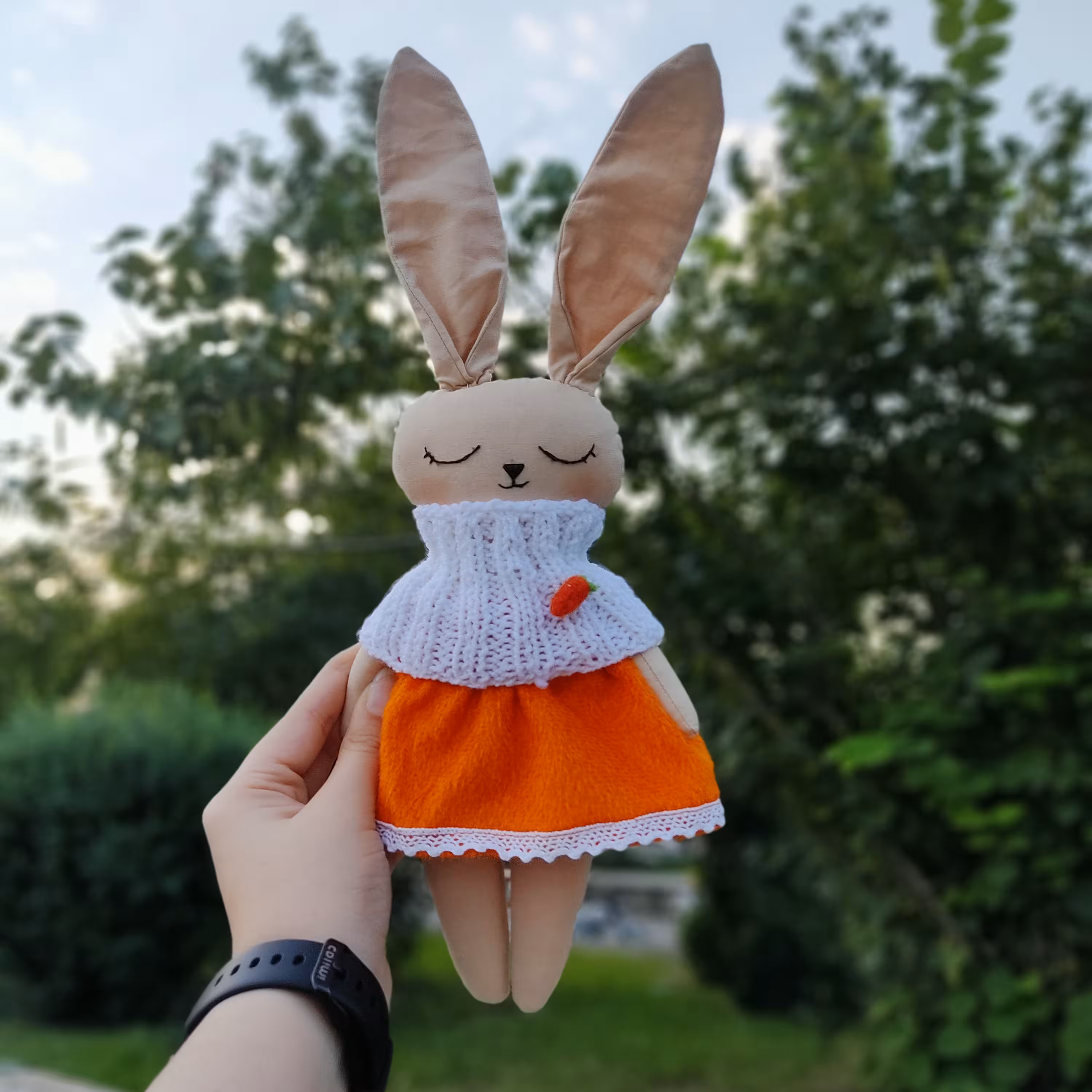 عروسک خرگوش پارچه ای مناسب سیسمونی 30 سانتی متری