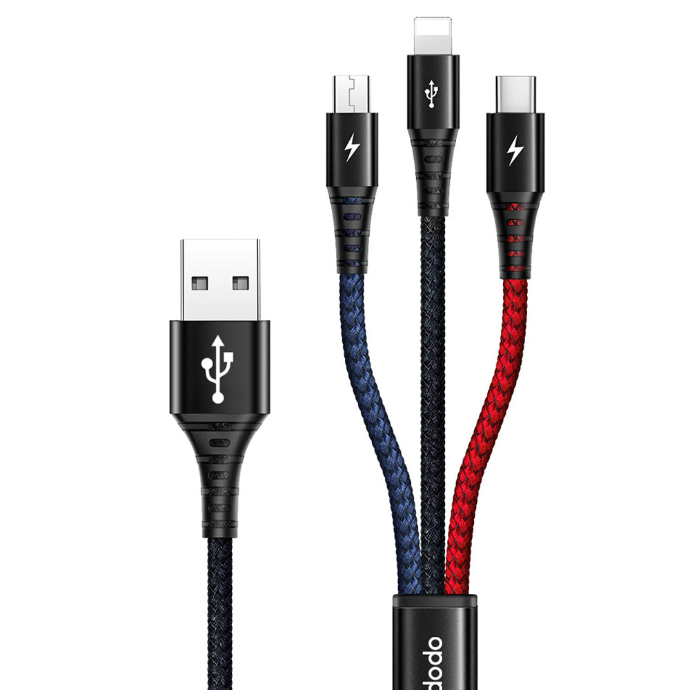 کابل شارژ سه سر مک دودو مدل CA-6220 طول 1.2 متر توان 3 آمپر