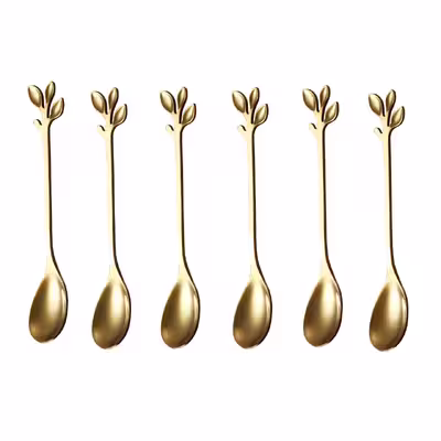 قاشق چای خوری مدل برگ کد 00601 مجموعه 6 عددی