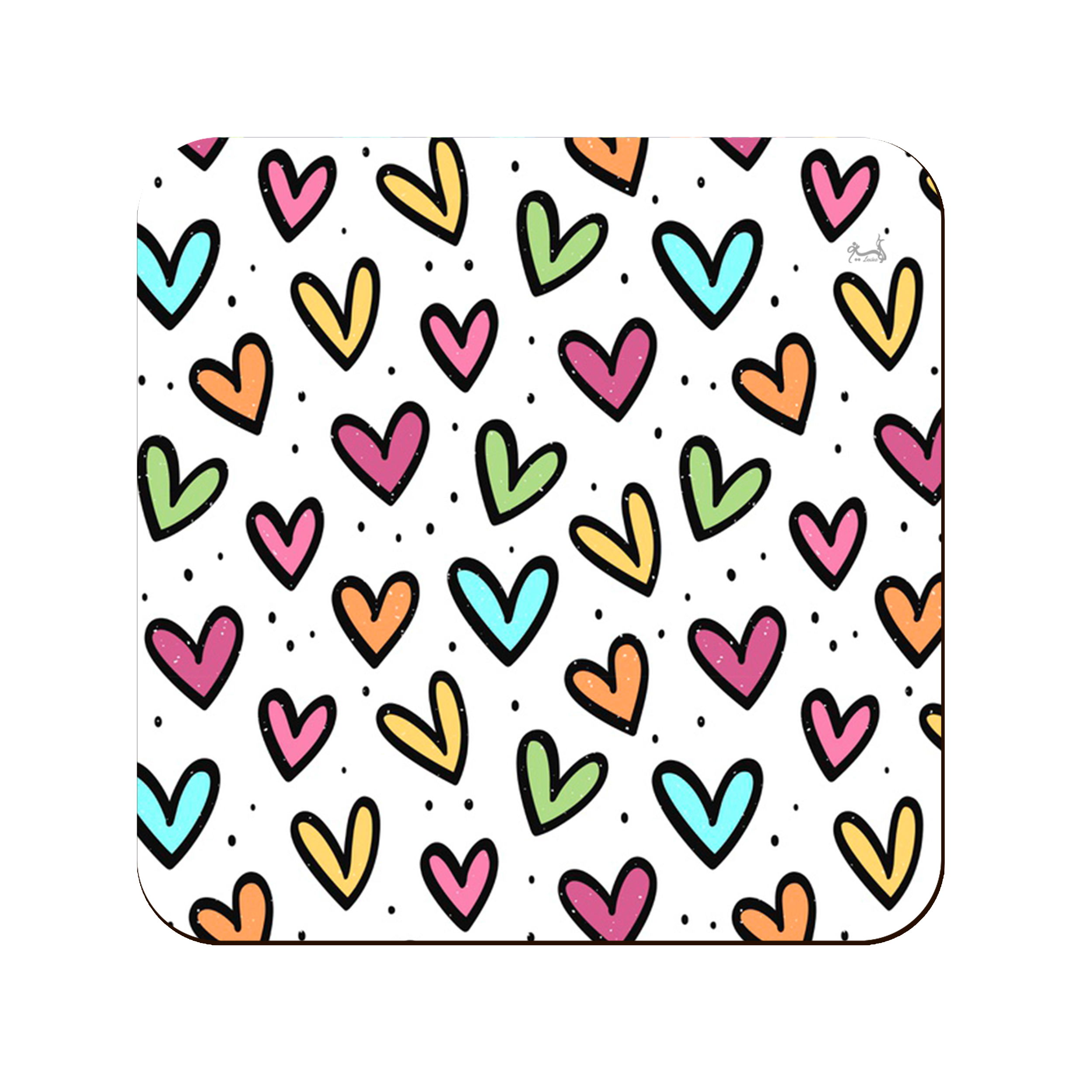 زیر لیوانی لوکسینو مدل قلب های رنگی رنگی کد Love_1