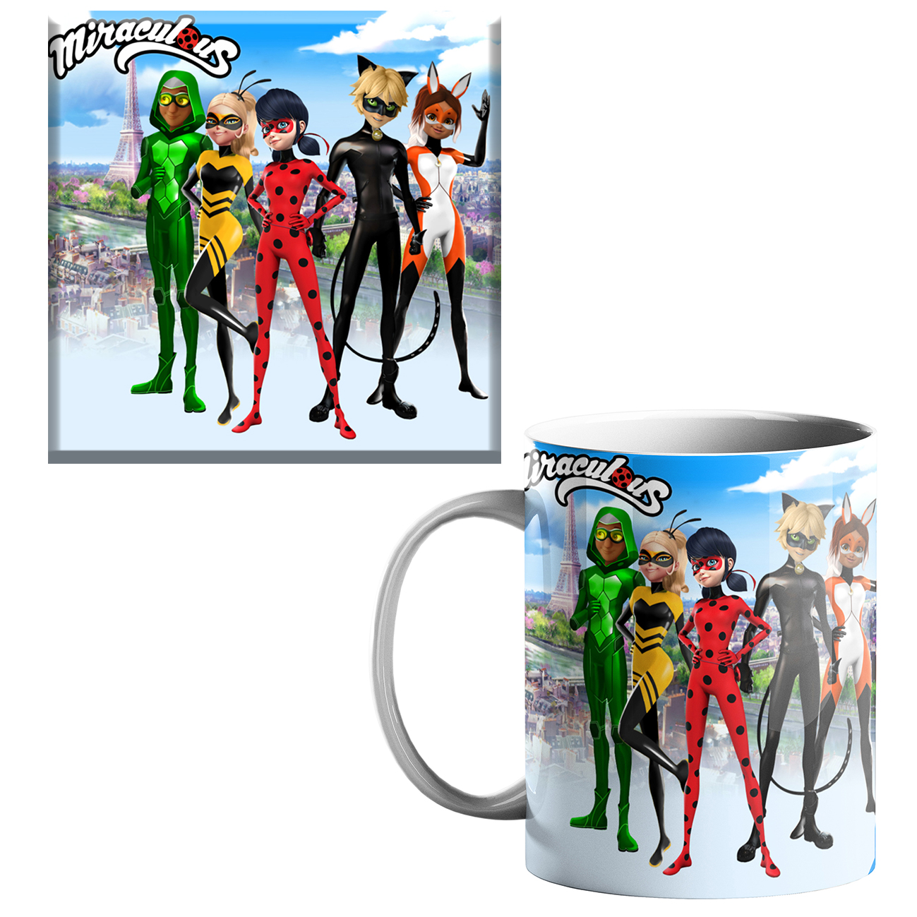 ماگ طرح دختر کفشدوزکی کد 4000 به همراه زیر لیوانی 