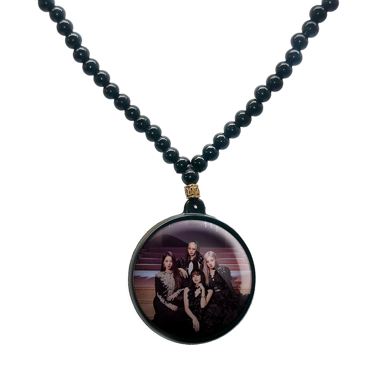 گردنبند پرمانه طرح بلک پینک کد pmd.17894 مدل دو طرفه