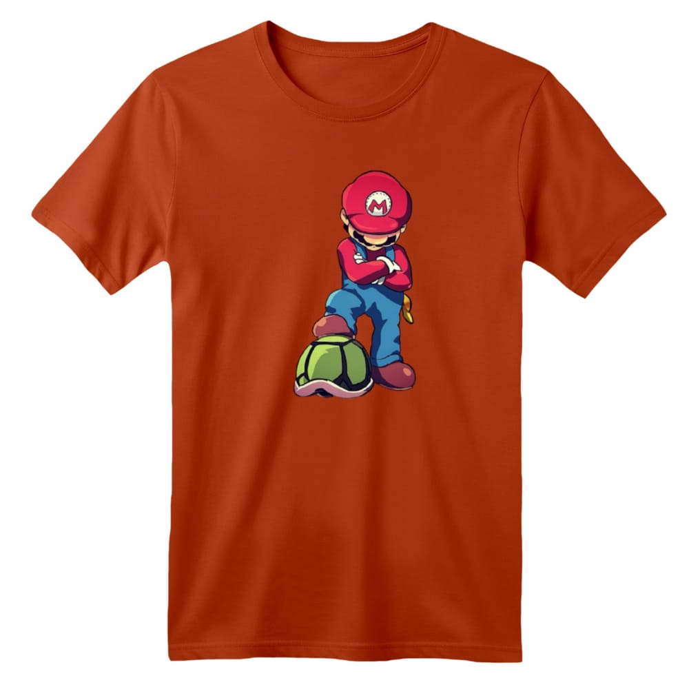 تی شرت آستین کوتاه بچگانه مدل ماریو کد 4 رنگ آجری
