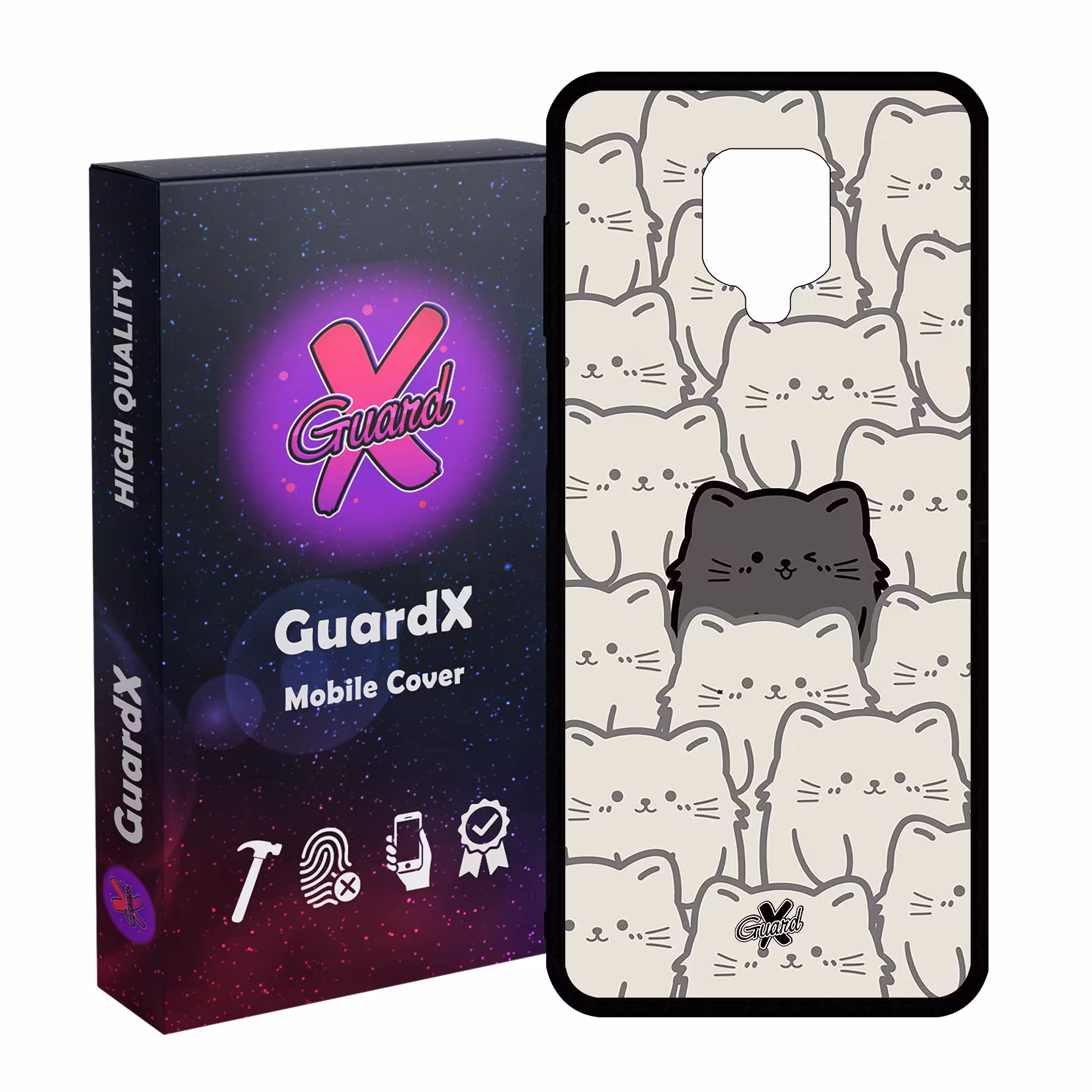 کاور گارد ایکس طرح گربه مدل Glass10545 مناسب برای گوشی موبایل شیائومی Redmi Note9 Pro/Note 9 Pro Max/Redmi Note 9S/MI Poco M2 Pro