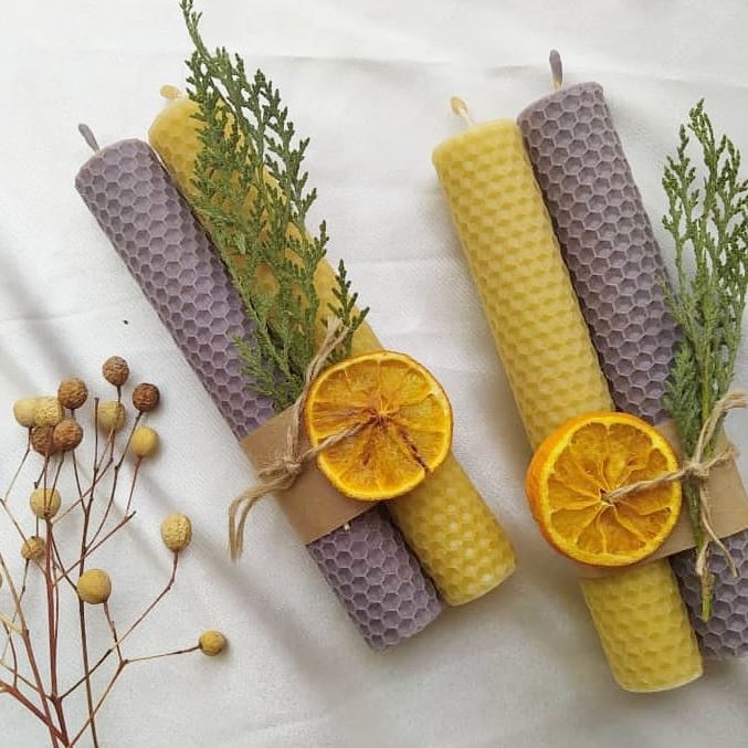 شمع موم عسلی