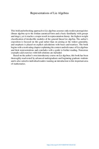 خرید و دانلود نسخه کامل کتاب Representations of Lie Algebras: An Introduction Through gl(n)