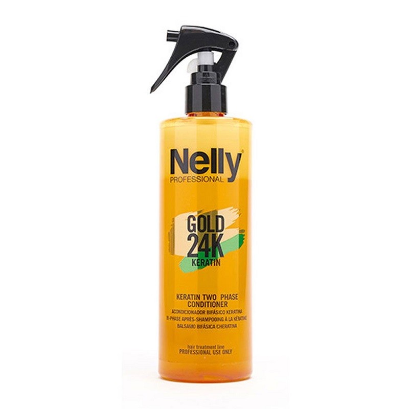 اسپری دو فاز ترمیم کننده و تقویت کننده مو مدل Gold 24K Keratin نلی 400 میل