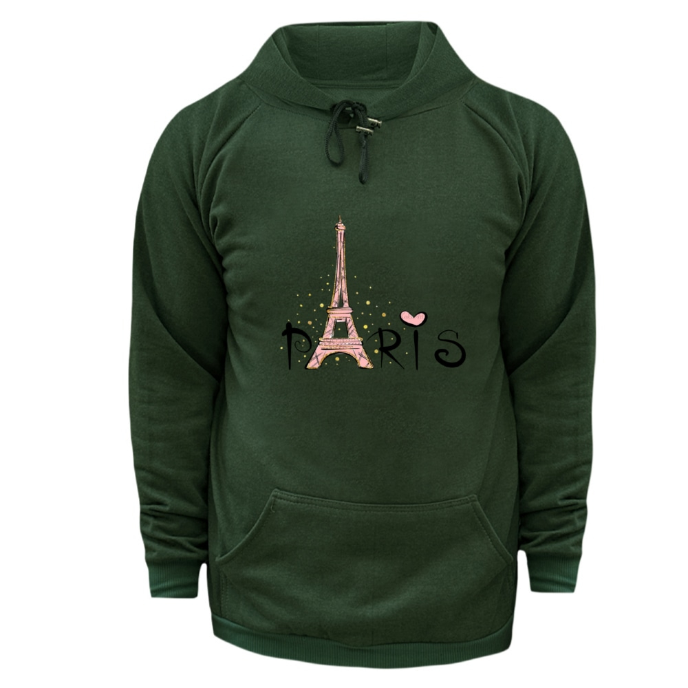 هودی زنانه مدل پاریس رنگ یشمی