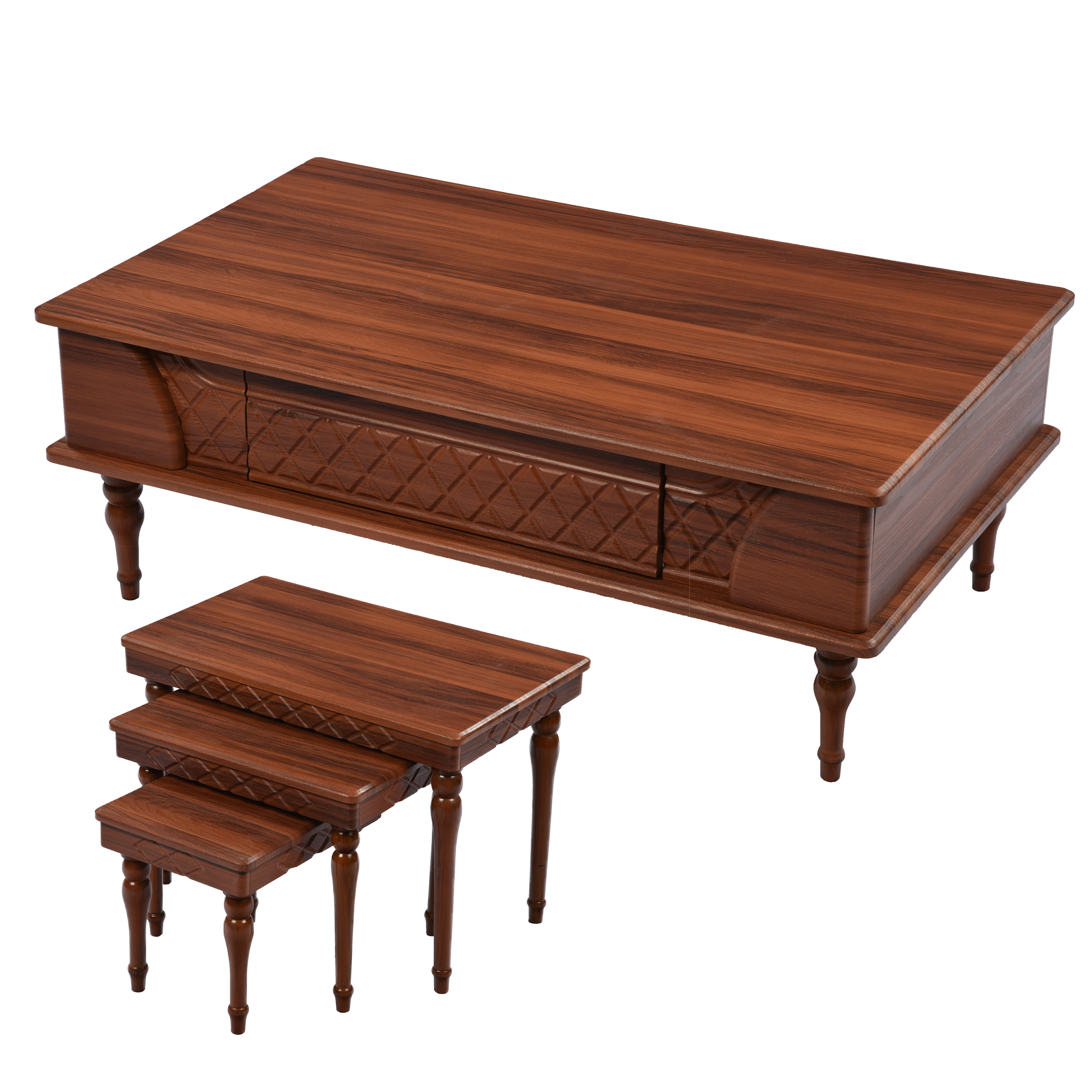 میز پذیرایی میز چوب مدل الماس مجموعه 4 عددی