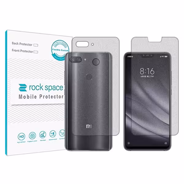 گلس صفحه نمایش و پشت گوشی شیائومی Mi 8 Lite مدل نانو هیدروژل گیمینگ برند راک اسپیس کد SS