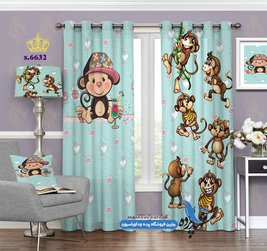 پرده پانچ طرح میمون کودکانه کد s-6632