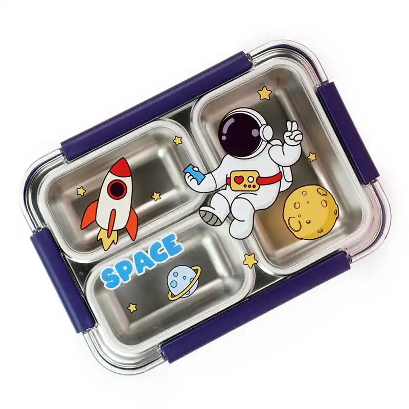 لانچ باکس واشر دار کودک 3 قسمتی طرح فضانورد کد 6359