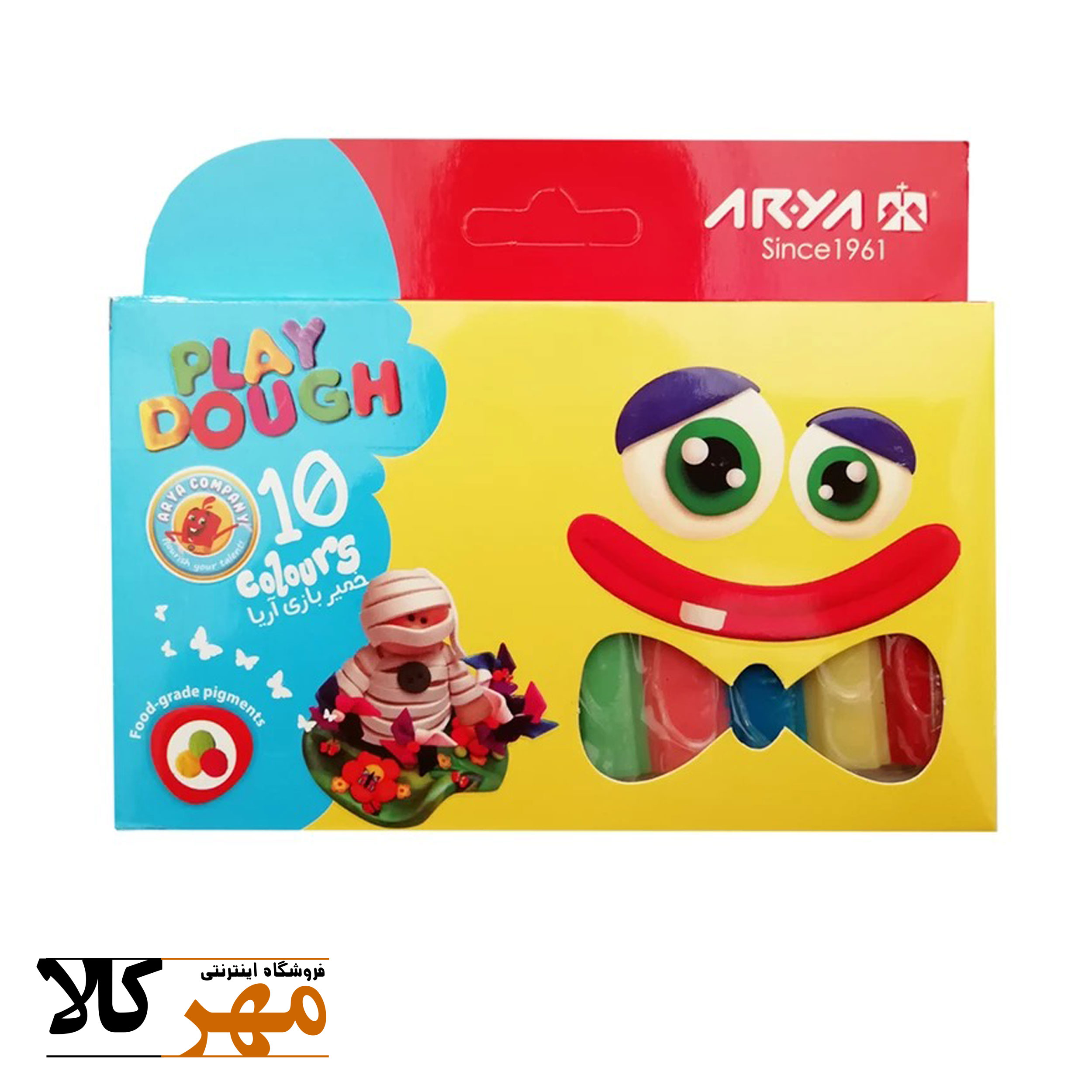 خمیر 10 رنگ مقوایی آریا