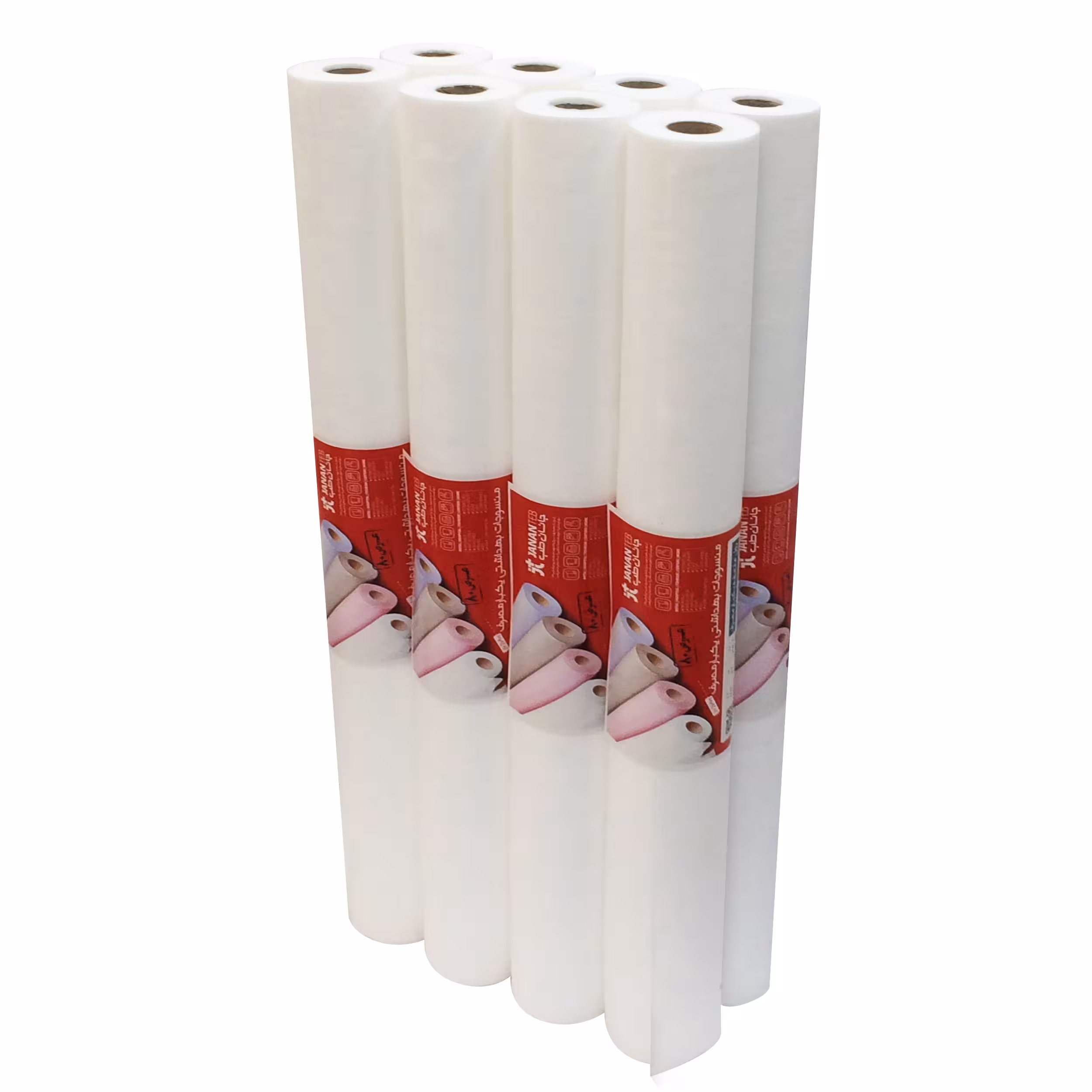 ملحفه یکبار مصرف جانان طب مدل رول 25 سایز 80x200 سانتی متر مجموعه 8 عددی
