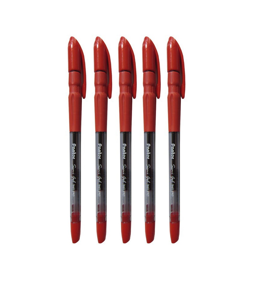 خودکار قرمز 0.7 میل پنتر مدل semi gel بسته 5 عددی