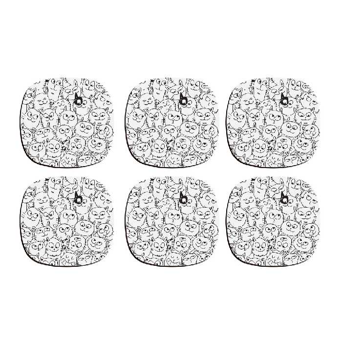 زیر لیوانی ترمه طراحان ایده مدل لشگر گربه ها کد cfp1324 بسته شش عددی