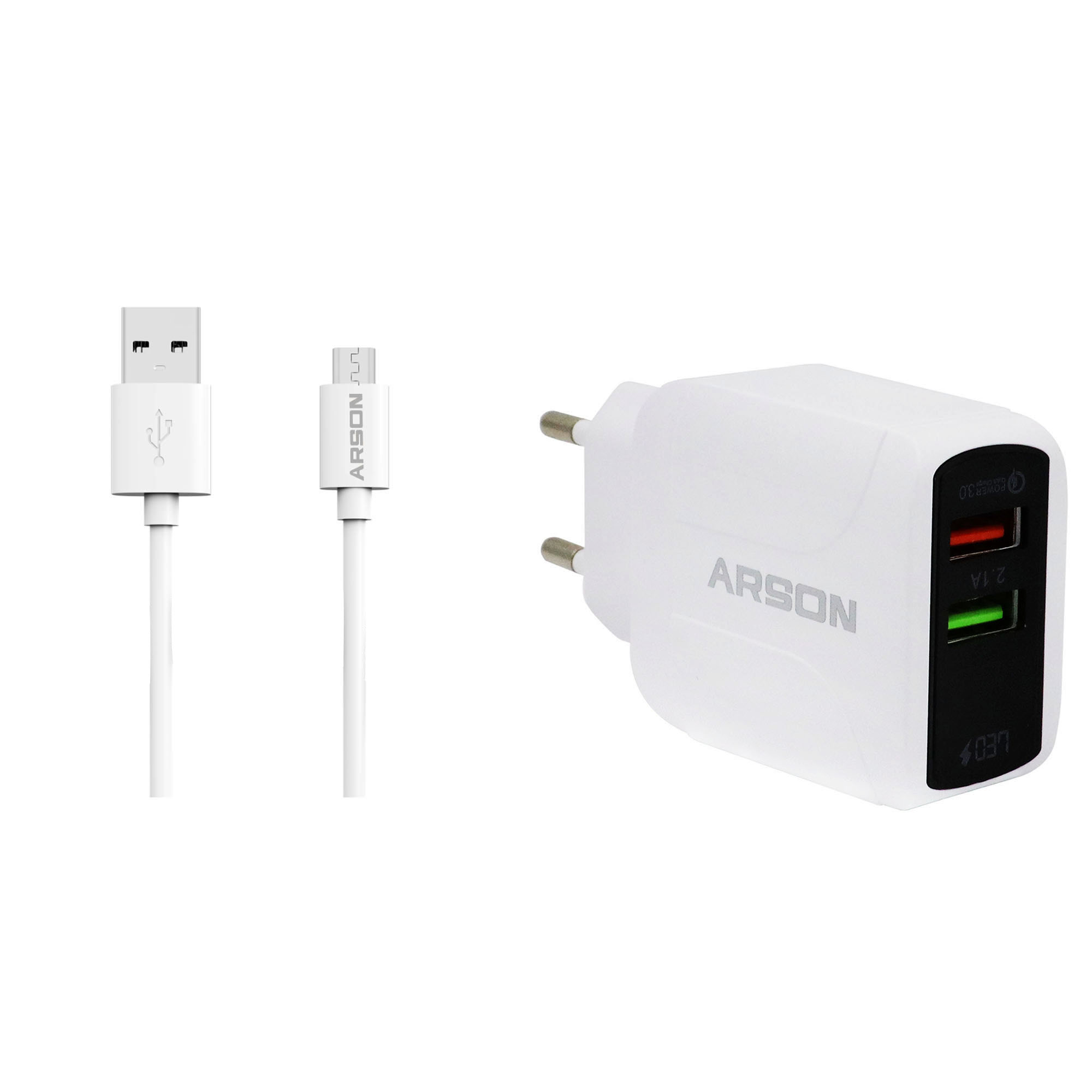 شارژر دیواری آرسون مدل AN-V3 به همراه کابل تبدیل USB به MICRO 