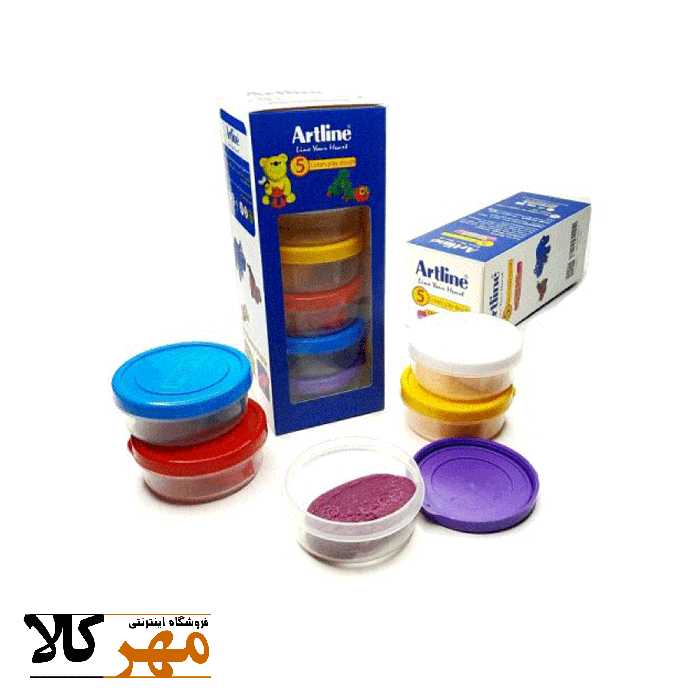 خمیربازی 30 گرمی ظرف گرد 5 رنگ آرتلاین