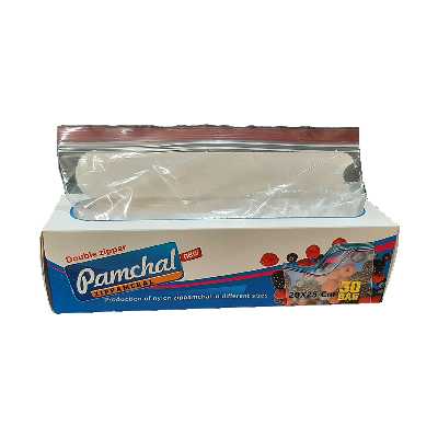 کیسه زیپ دار  پامچال مدل دو زیپ کد 20x25 دو بسته 30 عددی