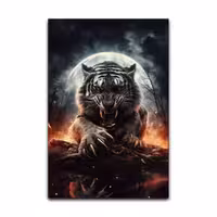 تابلو شاسی گوفی مدل ببر وحشی خشمگین و جذاب طرح طبیعت و حیوانات Angry Tiger 4K کد CLW48 | دنیای قاب