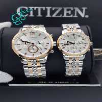 خرید ست ساعت زنانه و مردانه سیتیزن سه موتور فعال فلزی کیفیت بینظیر موتور ژاپن FS جنس استیل رنگ ثابت کد 2115491 - ردگل