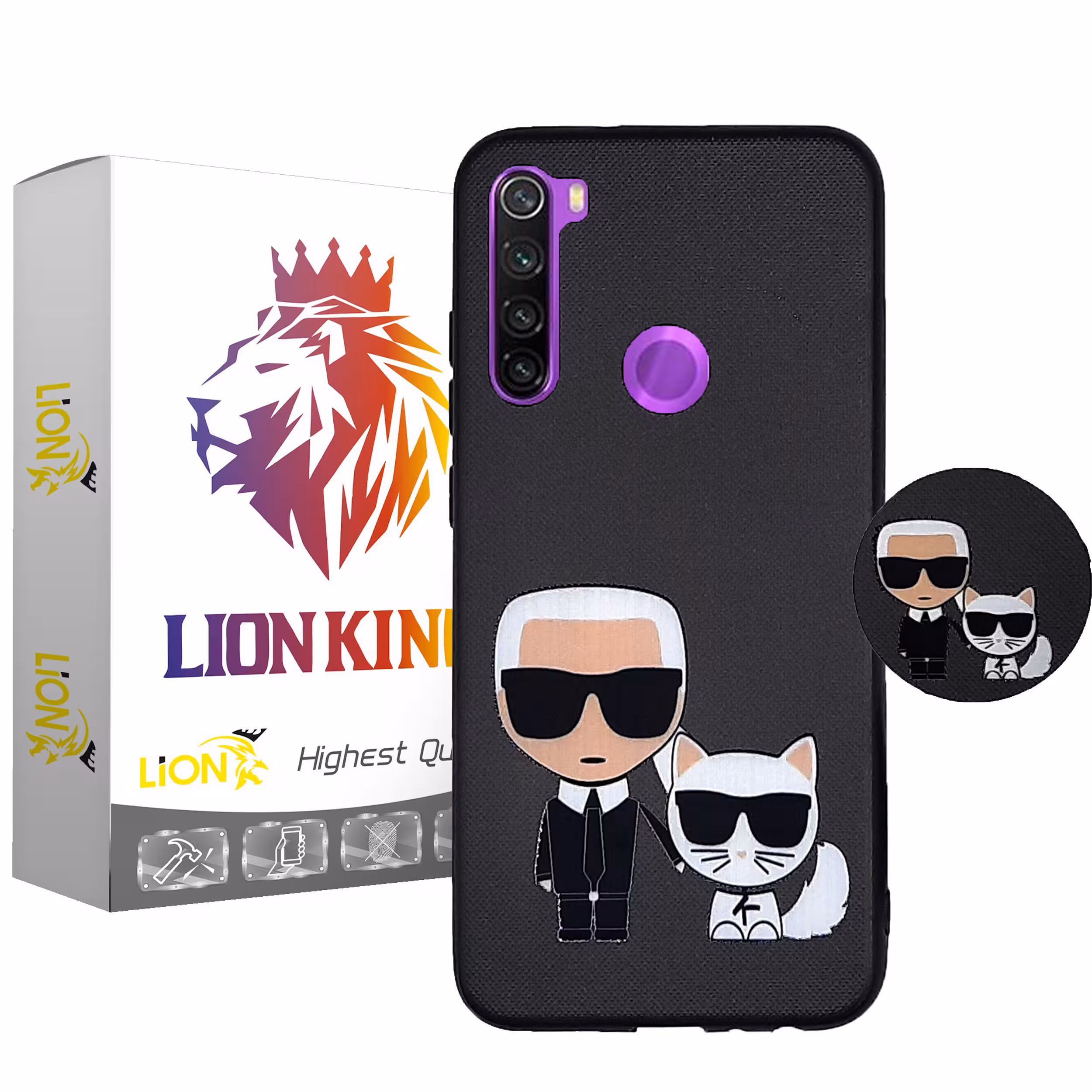 کاور لاین کینگ مدل Mano cat مناسب برای گوشی موبایل شیایومی Redmi Note8 به همراه پایه نگهدارنده