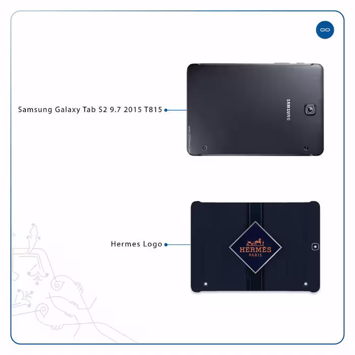 برچسب پوششی ماهوت مدل Hermes-Logo مناسب برای تبلت سامسونگ Galaxy Tab S2 9.7 2015 T815
