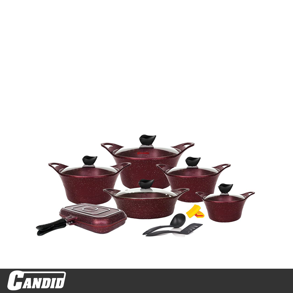 سرویس قابلمه 15 پارچه کاندید مدل کاپری دورو زرشکی