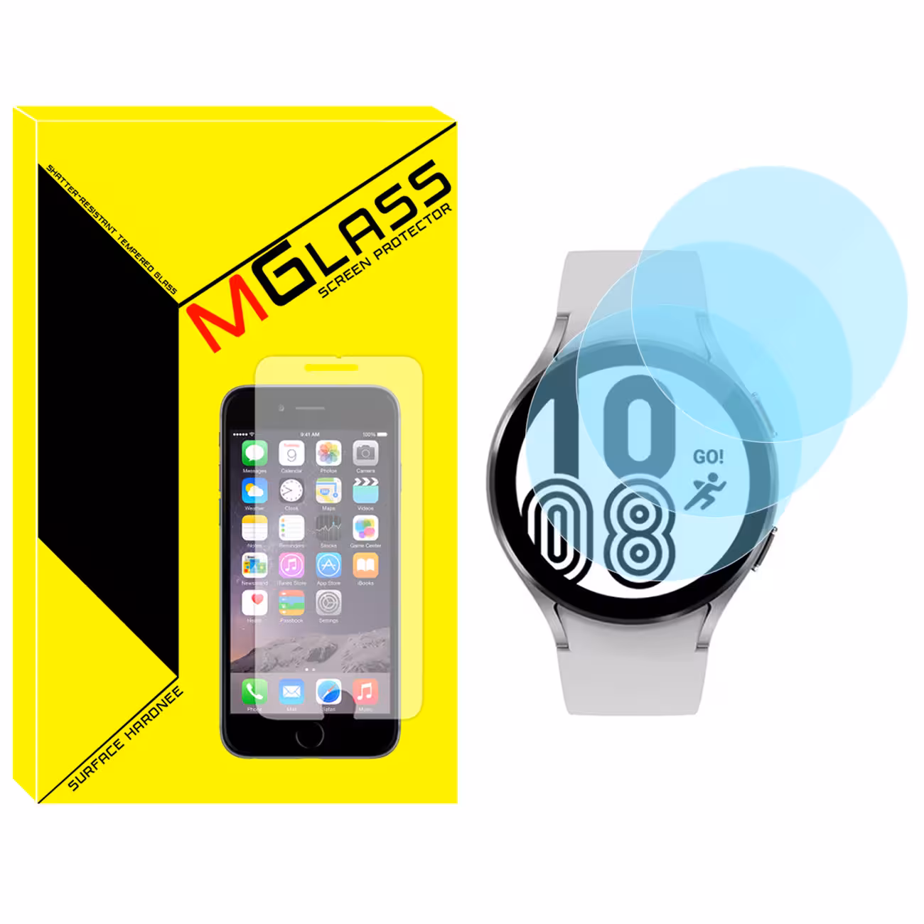 محافظ صفحه نمایش شیشه‌ای ام گلس مدل SH-MG مناسب برای ساعت هوشمند سامسونگ GALAXY Watch 4 44mm بسته سه عددی