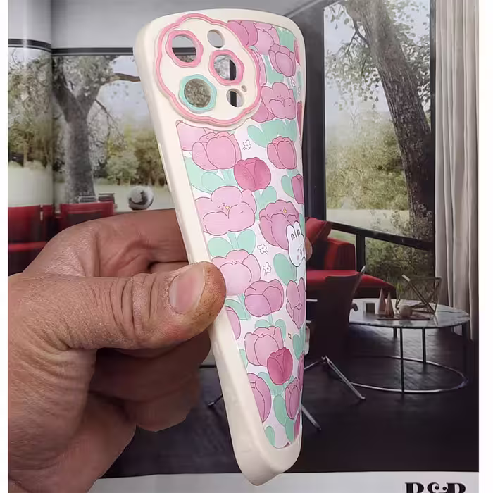 کاور لاین کینگ مدل خرس درباغ لاله قرمز مناسب برای گوشی موبایل اپل IPhone 14 pro