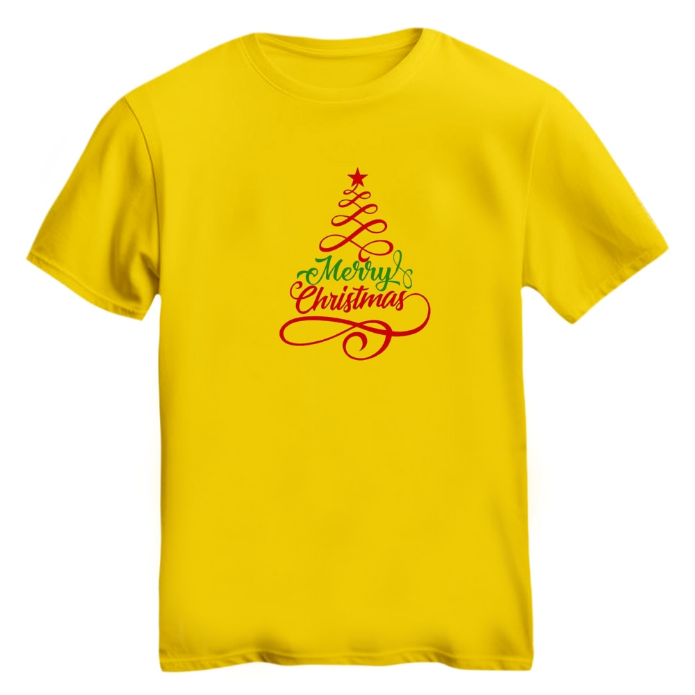 تی شرت آستین کوتاه زنانه مدل نوشته کریسمس کد 12 رنگ زرد
