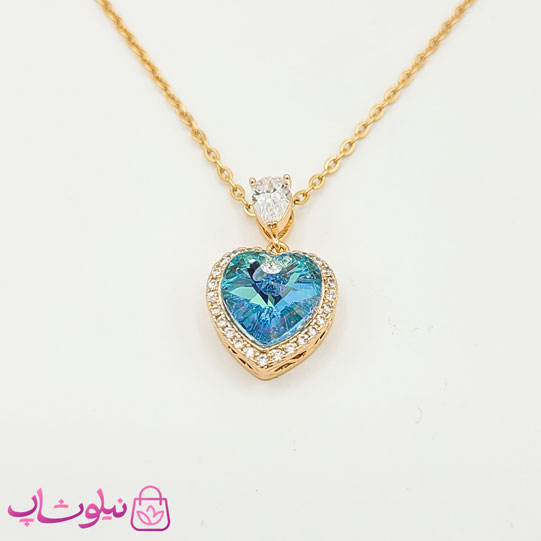 گردنبند سواروسکی ژوپینگ مدل قلب آبی کد 208