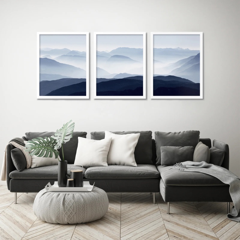 تابلو مدل دکوراتیو کوهستان کد YF2367 مجموعه 3 عددی
