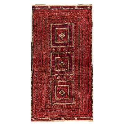 فرش دستبافت دو و نیم متری مدل نقشه بلوچ  کد 34.2835