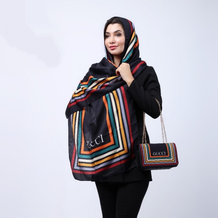ست کیف پاسپورتی بند زنجیری و شال نخی  