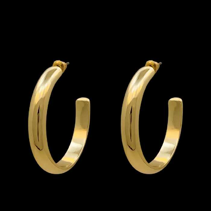 گوشواره میخی نیم حلقه ضخیم طلایی