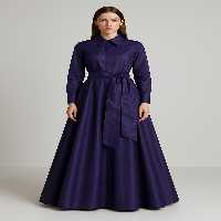 پیراهن بنفش زنانه Budge Full Flat Tafta Maxi Design Mert Erkan